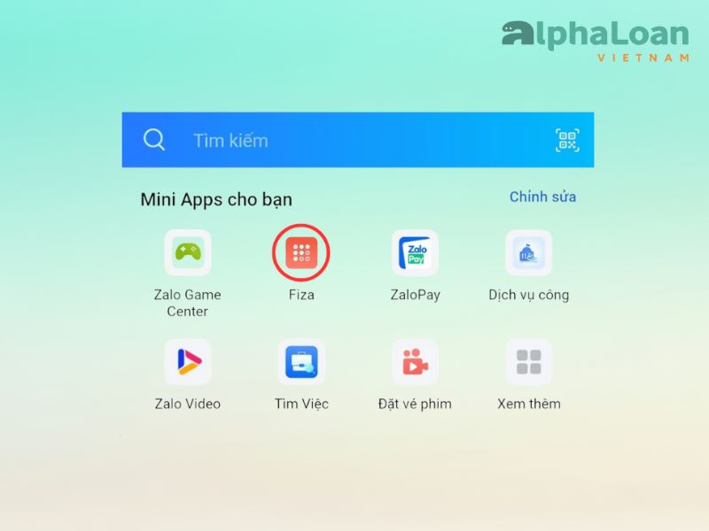 truy cập Fiza trên Zalo