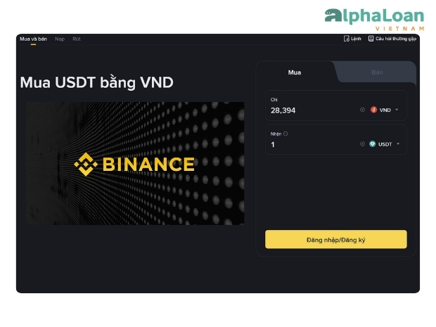 mua USDT bằng thẻ tín dụng từ Binance