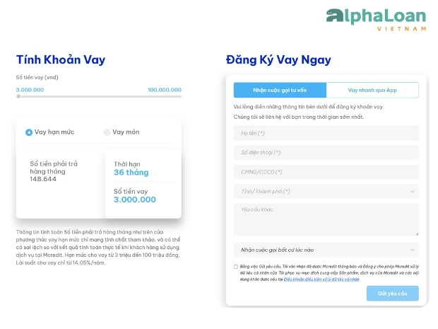 đăng ký vay hạn mức Mcredit