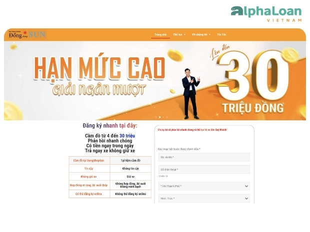 vay cầm cố giấy tờ xe máy Đồng Shop Sun