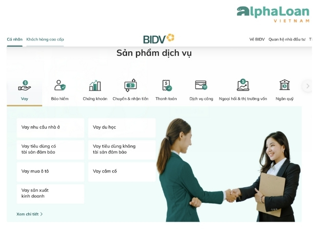 sản phẩm vay của ngân hàng BIDV