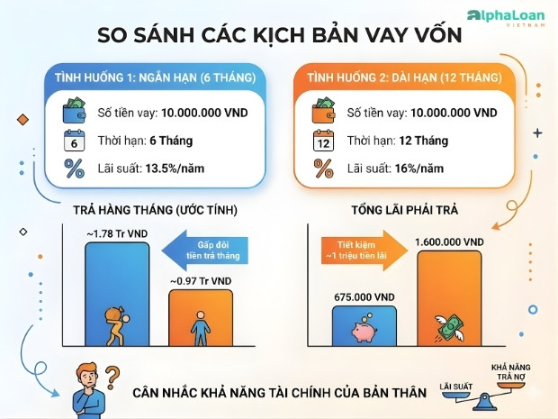 2 ví dụ khoản vay 10 triệu ở MB Bank